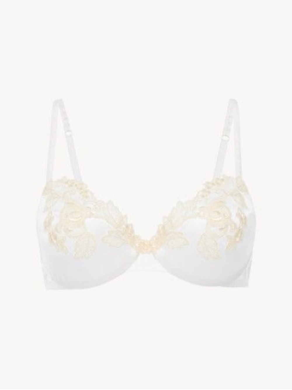 La Perla Ivory Bra with Champagne Floral Embroidery 32B